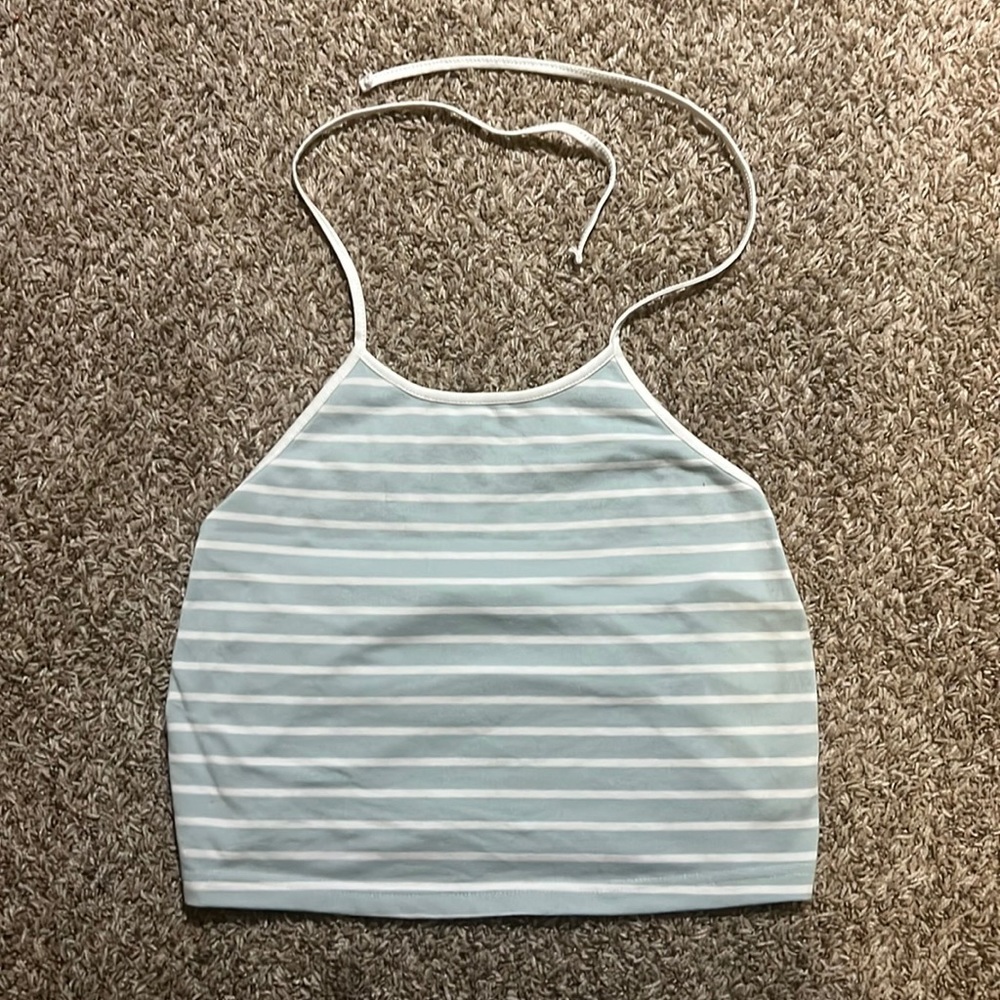 blue and white tank top, size medium